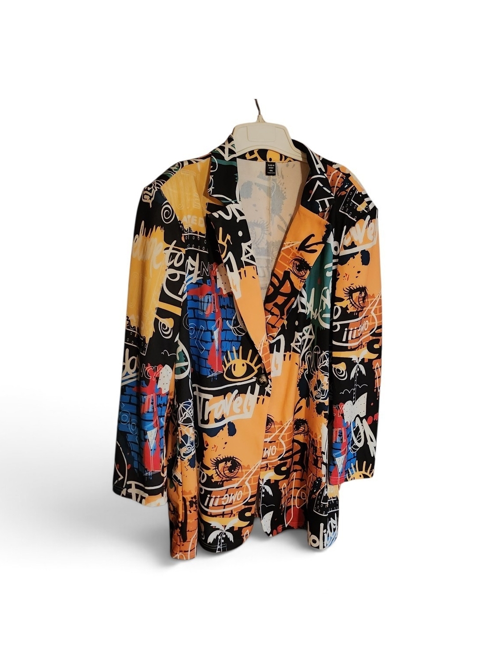 Graphic Print Yellow & Black Women's Blazer